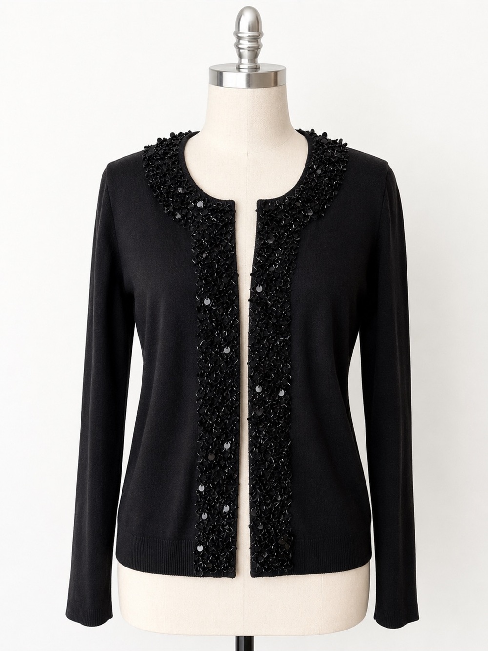 INC NWT Black Embellished Round-Neck Cardigan Jacket